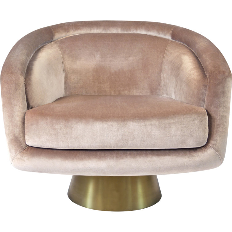 Como Champagne Velvet Swivel Barrel Chair