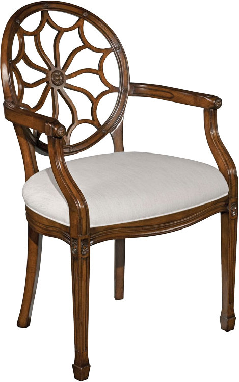 Hepplewhite Linen Upholstered Arm Chair with Wood Frame