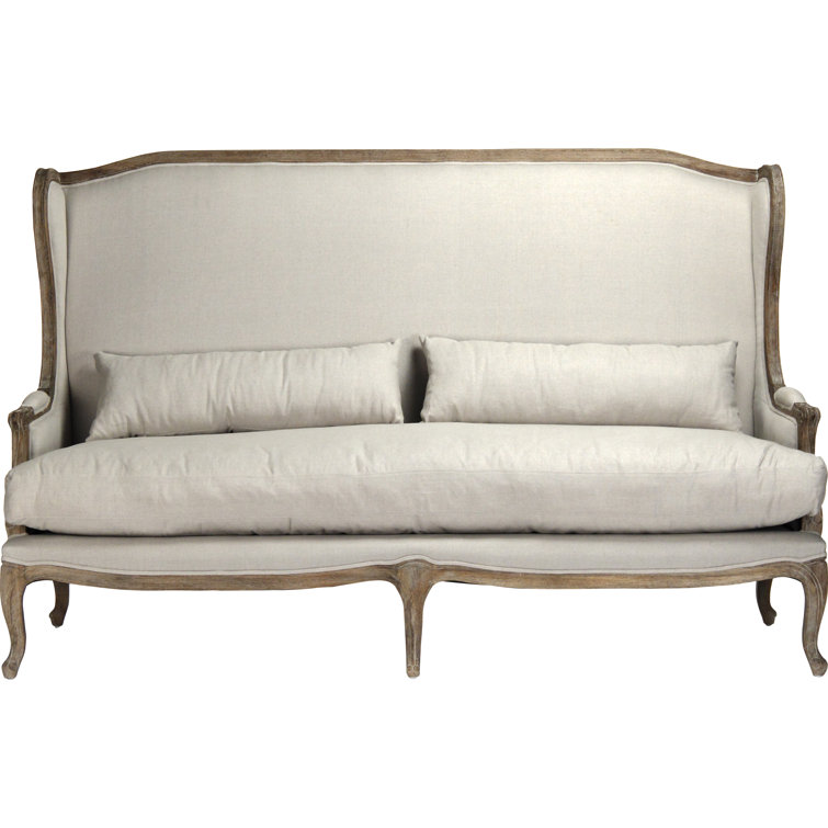 Leon 78'' White Linen and Jute Upholstered Sofa