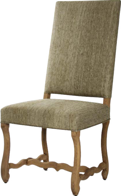 Gray High Linen Upholstered Side Chair with Wood Frame
