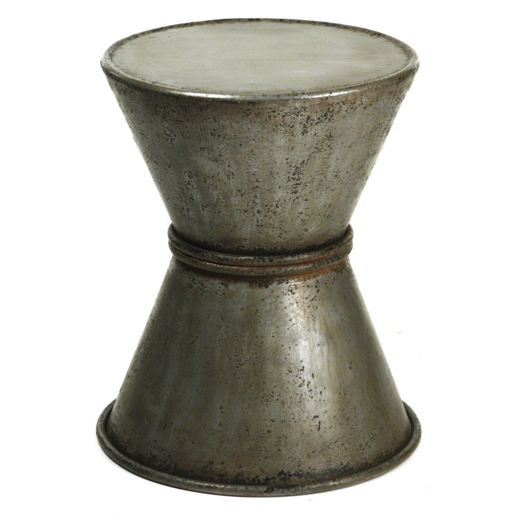 Rustic Zinc Hourglass Iron Accent Stool