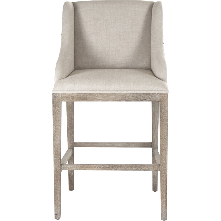 Connor Adjustable Linen Upholstered Barstool in Limed Grey Oak