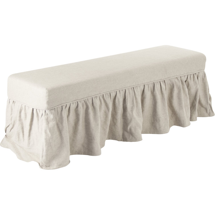 Elena Classic Linen-Cotton Skirted Accent Bench in Natural