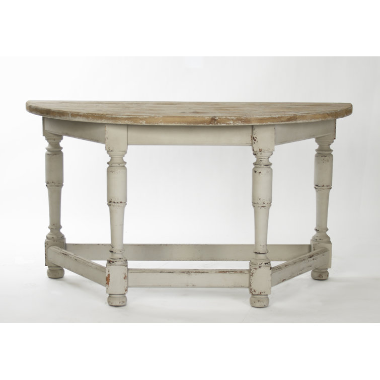 Rouen Demilune Solid Wood and Metal Console Table with Mirrored Glass