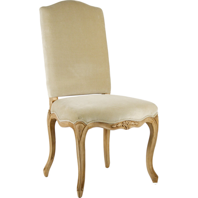 Cream Velvet Upholstered Traditional Side Chair