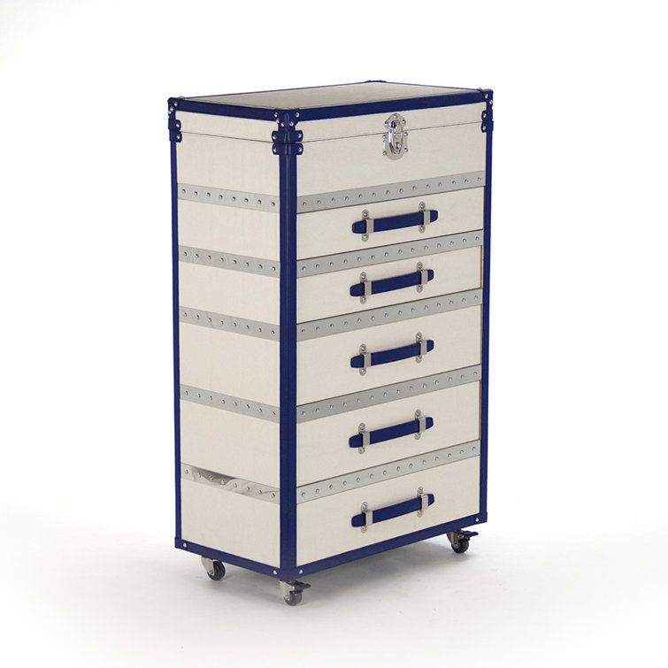 Adalyn Glam White Ash Wood Accent Chest with Silver Hardware