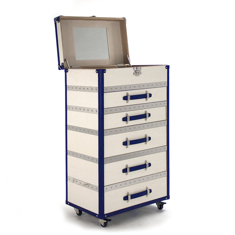 Adalyn Glam White Ash Wood Accent Chest with Silver Hardware