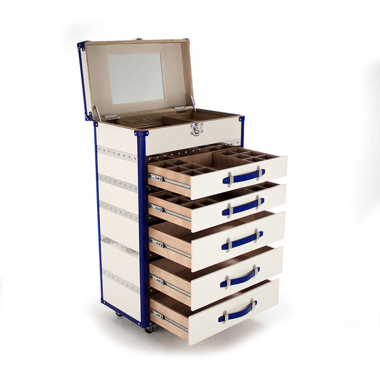Adalyn Glam White Ash Wood Accent Chest with Silver Hardware