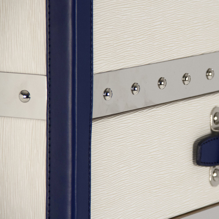 Adalyn Glam White Ash Wood Accent Chest with Silver Hardware
