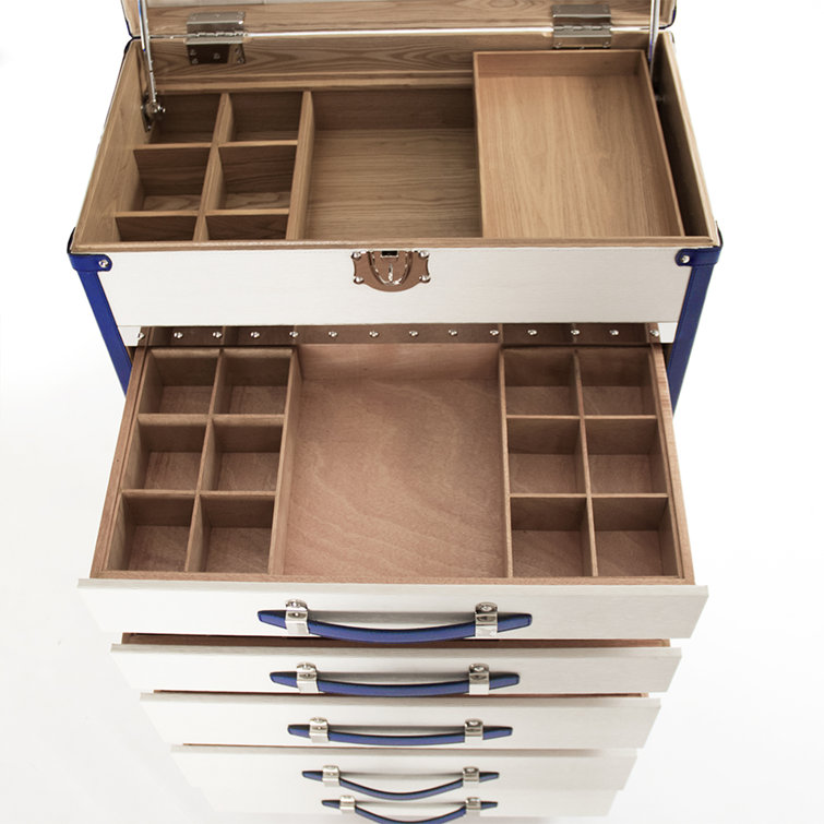 Adalyn Glam White Ash Wood Accent Chest with Silver Hardware
