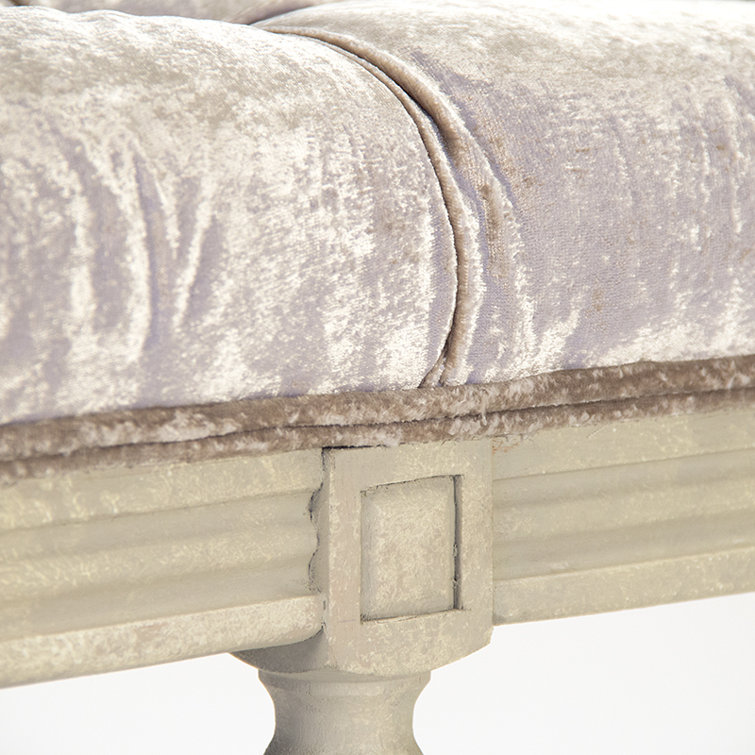 Elegant Louie Crushed Champagne Velvet Upholstered Bench