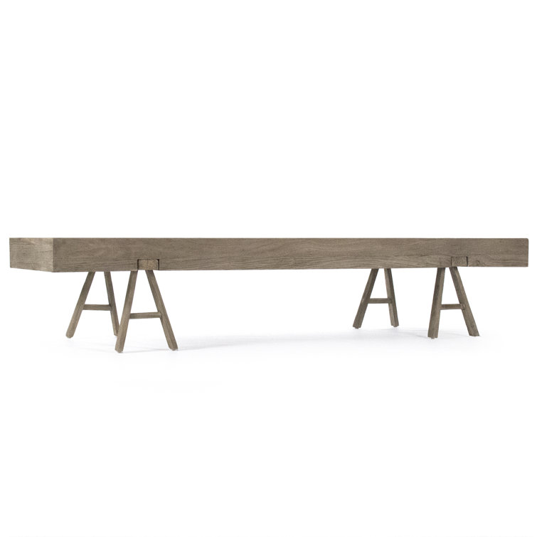 Chloe 78.75" Solid Wood Coffee Table in Brown