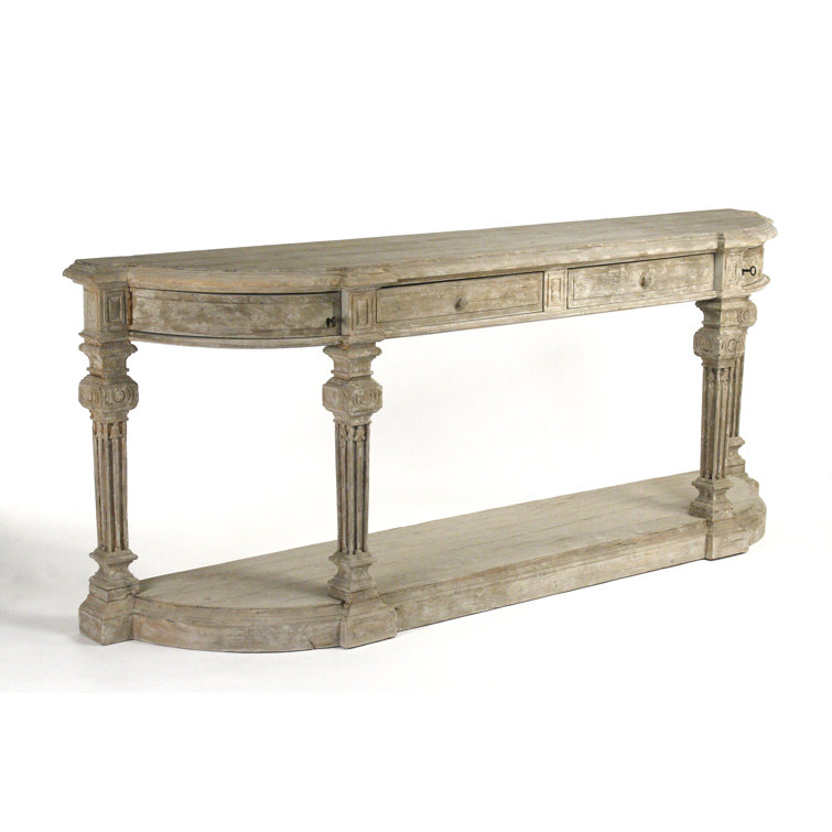 Rockford Distressed Taupe Elm & Glass 87'' Console with Storage