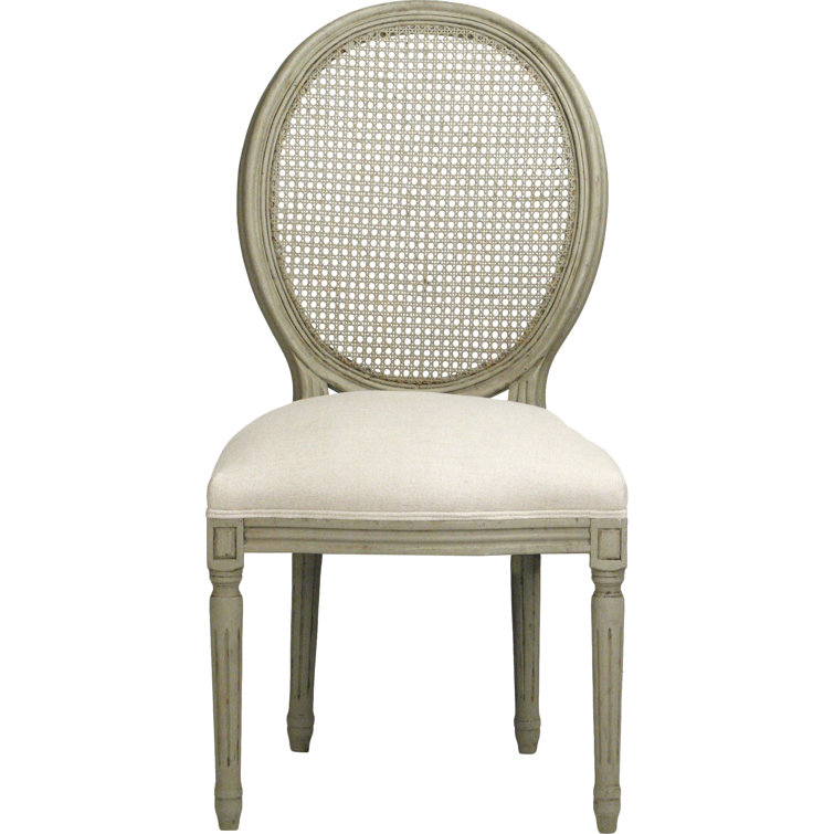 Zentique Fluted Leg Gray Oak & Natural Linen Medallion Chair