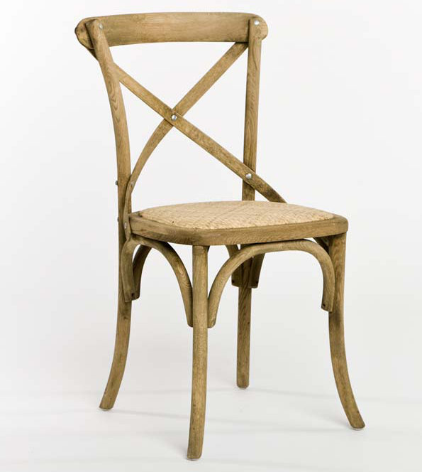Natural Oak and Metal Cross Back Side Chair