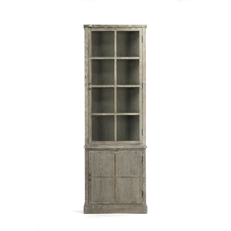 Light Burnt Oak Distressed Finish Display Cabinet