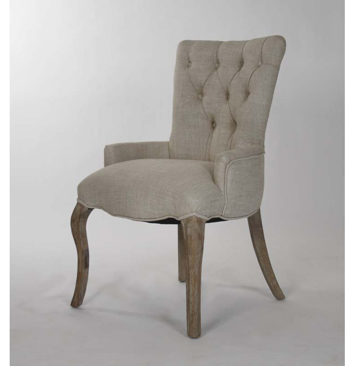Iris Cream Linen & Gray Velvet Upholstered Armchair