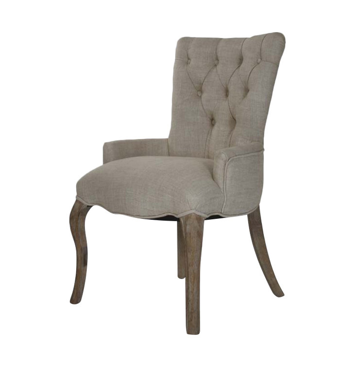 Iris Cream Linen & Gray Velvet Upholstered Armchair