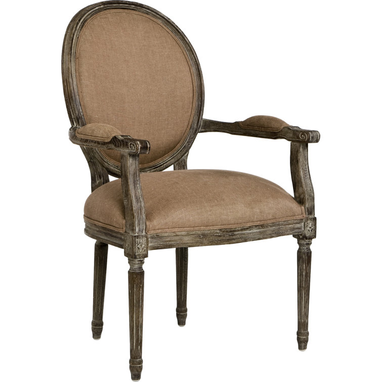 Zentique Limed Charcoal Oak Frame Armchair in Copper Linen