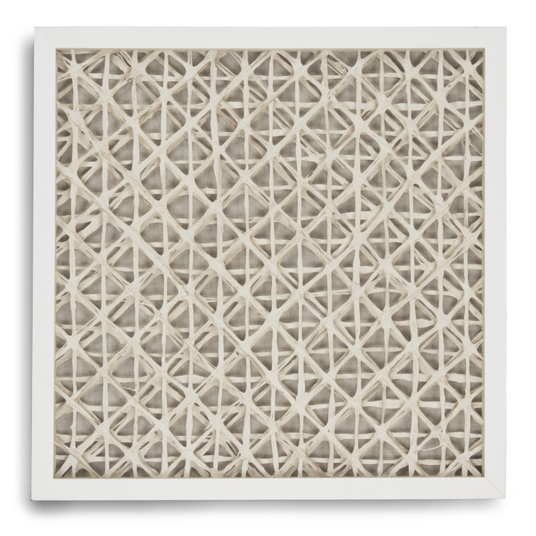 Off-White Abstract Criss Cross Paper Art with White Frame