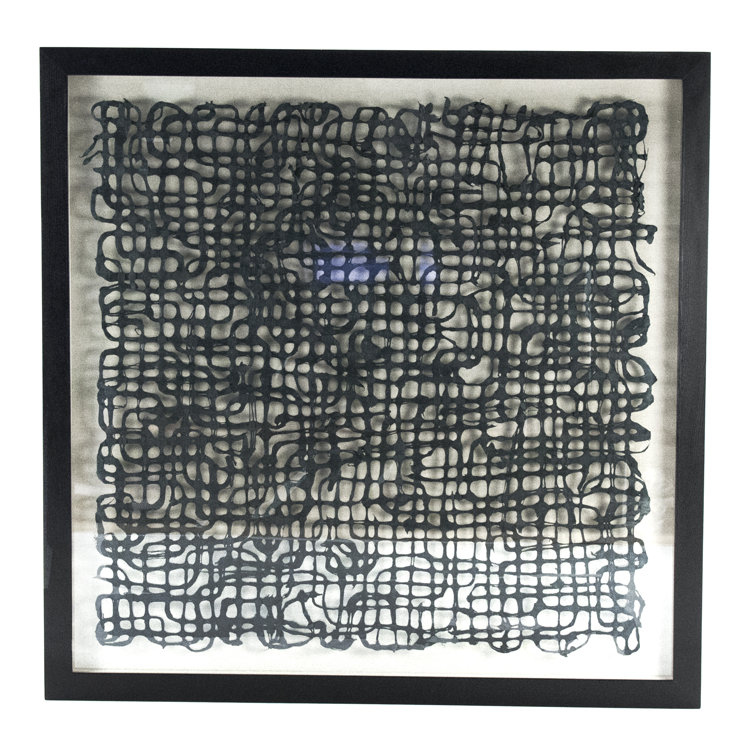 Black and Silver Abstract Paper Art with Fir Wood Frame