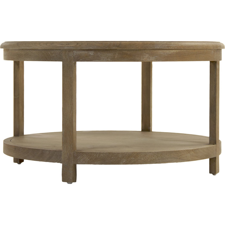 Odo Round Brown Oak and Glass Coffee Table