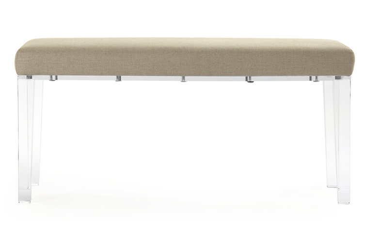 Natural Linen Red Pinstripe Acrylic Leg Bench