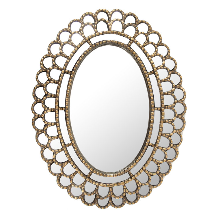 Antique Gold Rectangular Wood-Textured Flueur Wall Mirror
