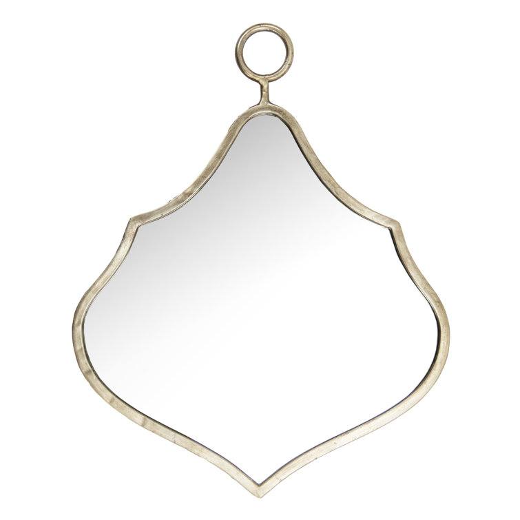 Distressed Silver Iron Wall Mirror with Loop Accent