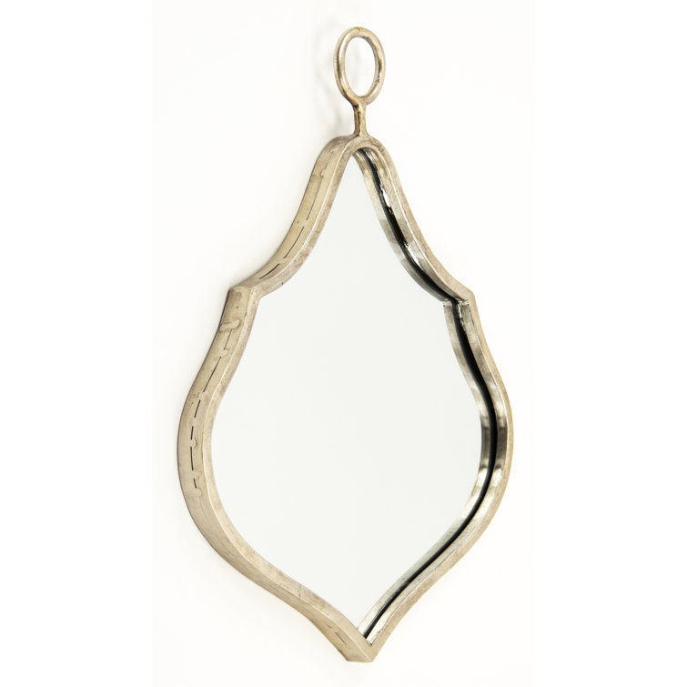 Distressed Silver Iron Wall Mirror with Loop Accent