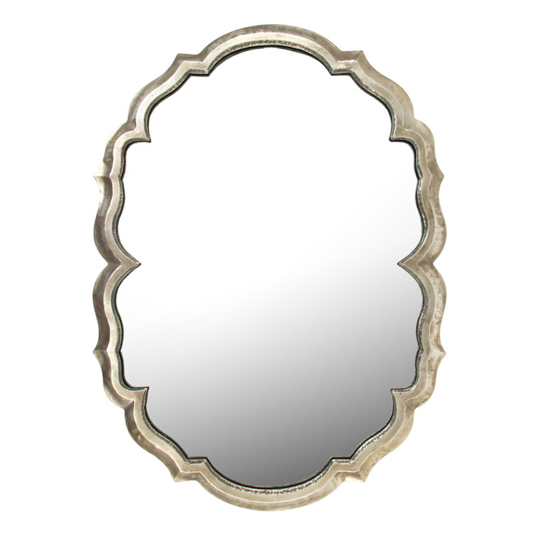 Epine Distressed Silver Oval Wood Wall Mirror