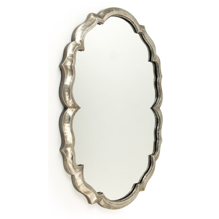 Epine Distressed Silver Oval Wood Wall Mirror