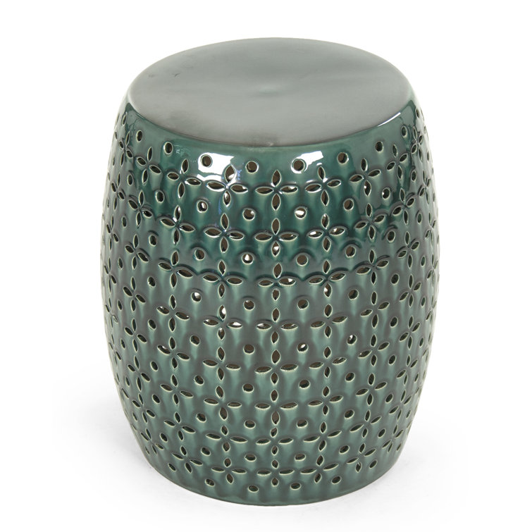 Teal Lovell Ceramic Accent Garden Stool
