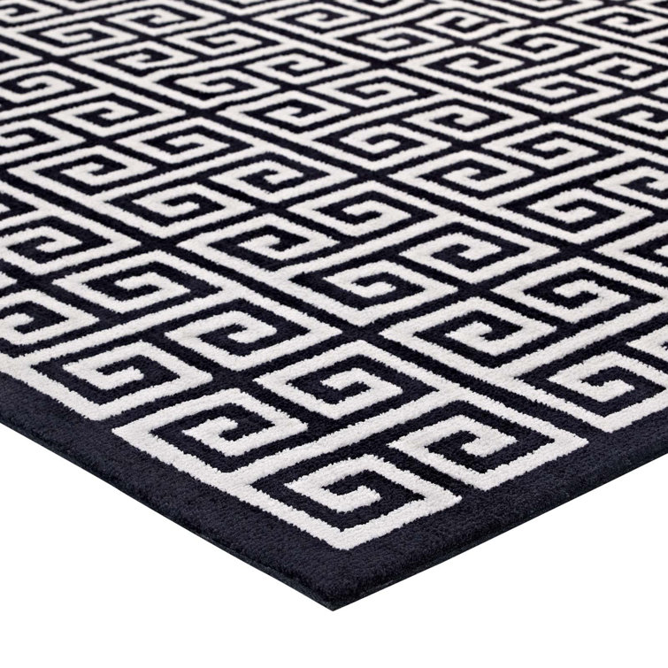 Freydis White and Light Gray Greek Key 8' x 10' Area Rug
