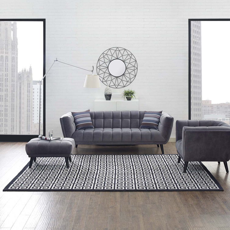 Freydis White and Light Gray Greek Key 8' x 10' Area Rug