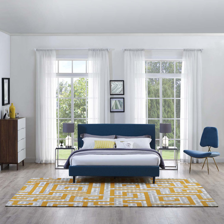Nahia 5x8 Ivory and Blue Geometric Area Rug