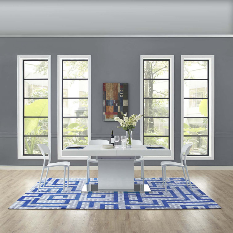 Nahia 5x8 Ivory and Blue Geometric Area Rug