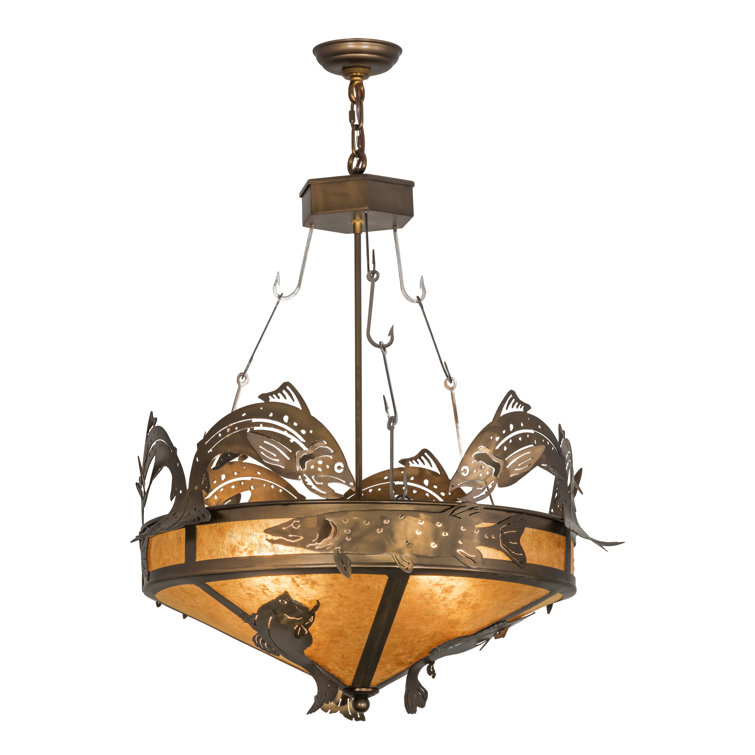 Winter Ice White Etched Glass & Copper Vine 37" Chandelier