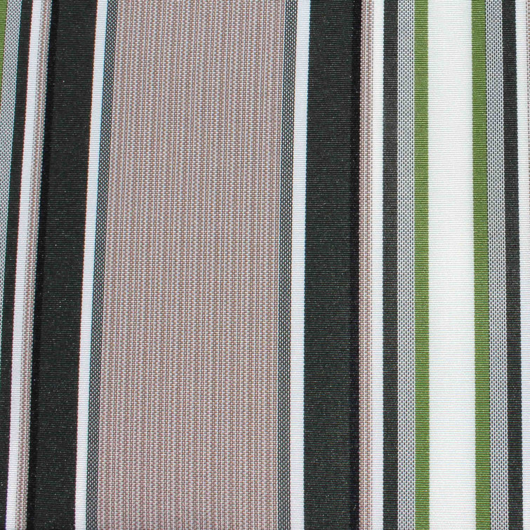 Motorized Gray and White Striped Retractable Patio Awning