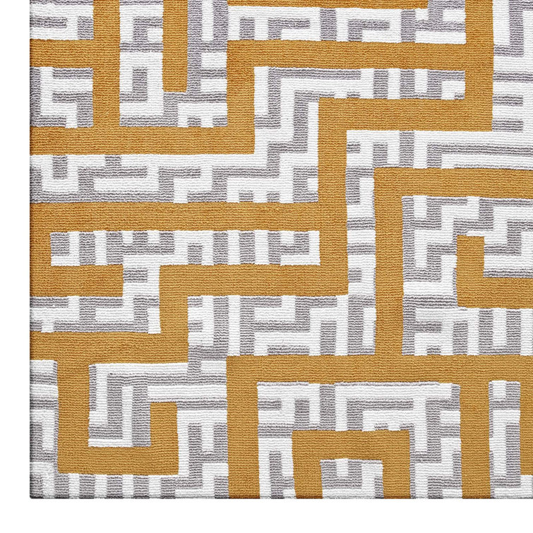 Nahia 5x8 Ivory and Blue Geometric Area Rug