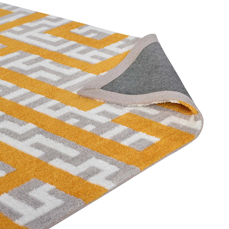 Nahia 5x8 Ivory and Blue Geometric Area Rug