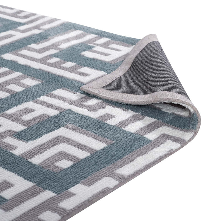 Nahia 5x8 Ivory and Blue Geometric Area Rug