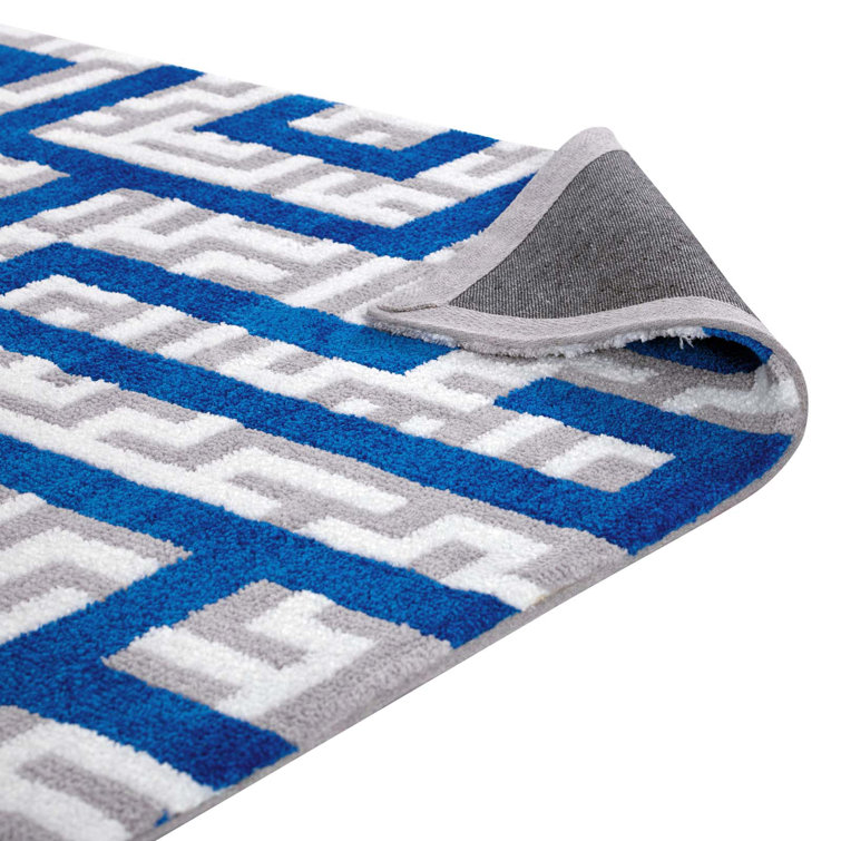 Nahia 5x8 Ivory and Blue Geometric Area Rug