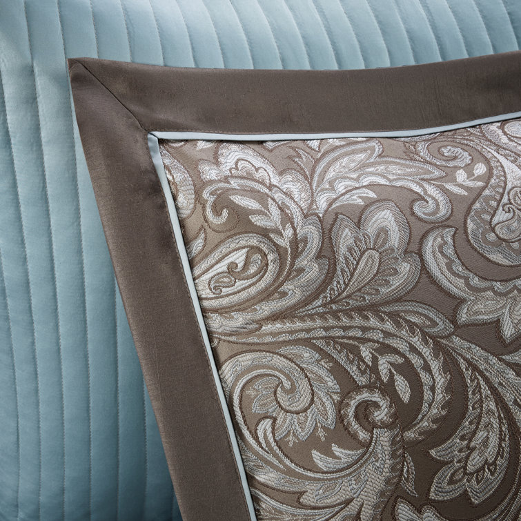 Aubrey Paisley Jacquard Full/Queen Duvet Cover Set in Blue and Brown