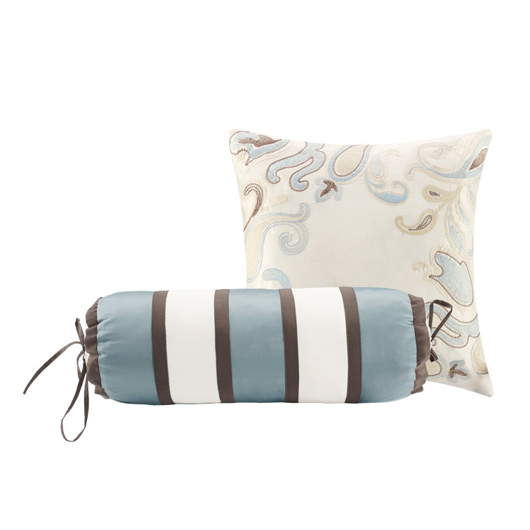 Aubrey Paisley Jacquard Full/Queen Duvet Cover Set in Blue and Brown