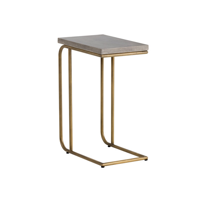 Gray Concrete and Brass Rectangular End Table