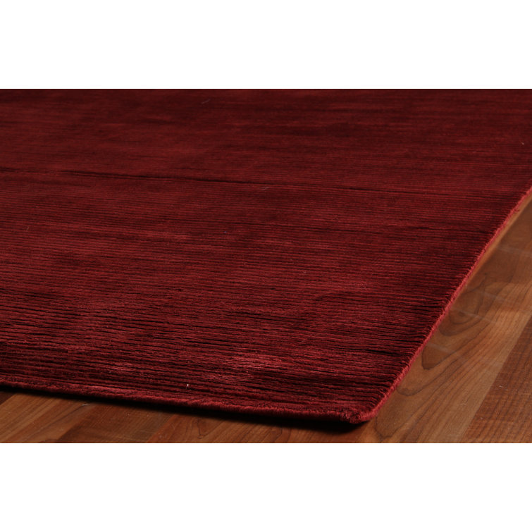 Handmade Red Viscose and Cotton Rectangular Area Rug