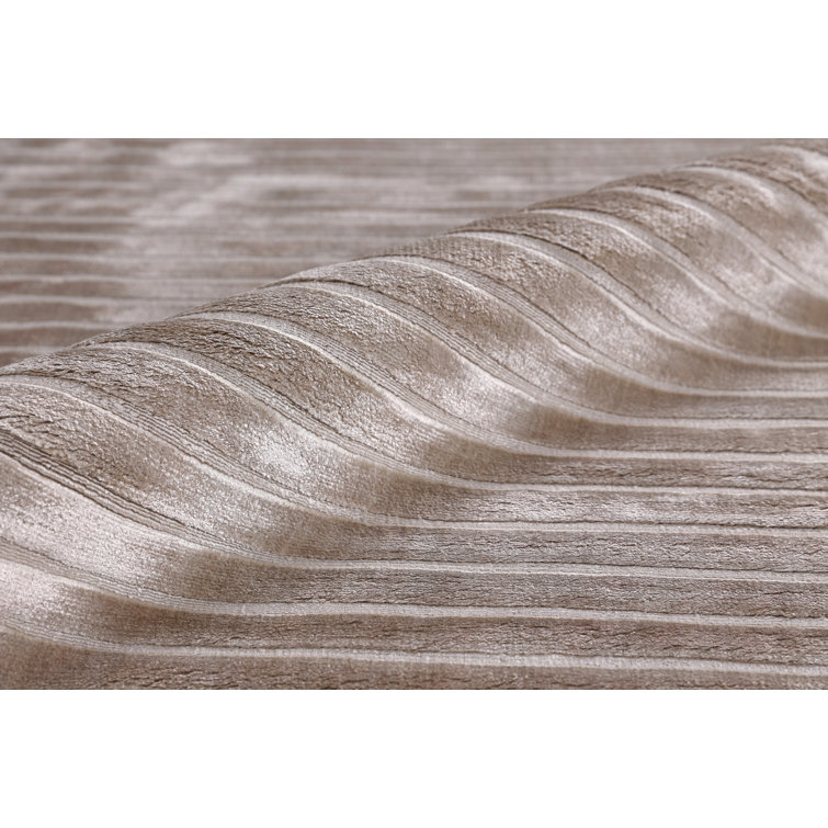 Handmade Beige Striped Viscose Rectangular Area Rug 5' x 8'