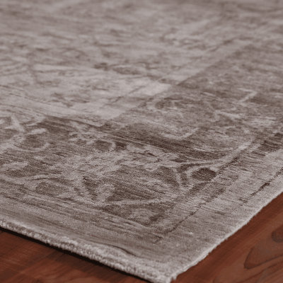 Beige and Light Brown Hand-Knotted Oriental Silk Rug, 9' x 12'