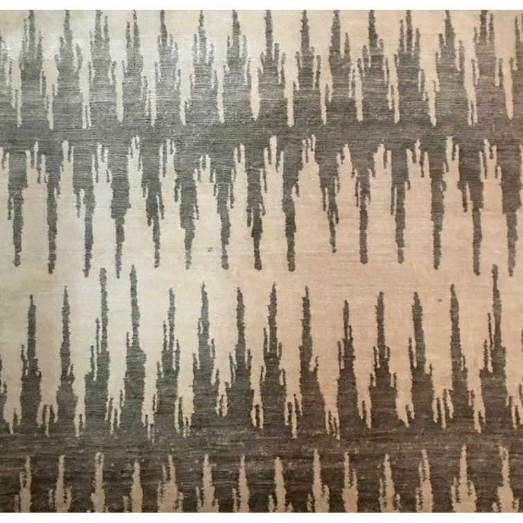 Gray Hand-Knotted Abstract 6' x 9' Viscose Rug